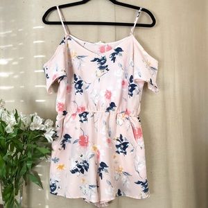 Pink Floral Print Romper